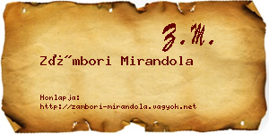 Zámbori Mirandola névjegykártya
